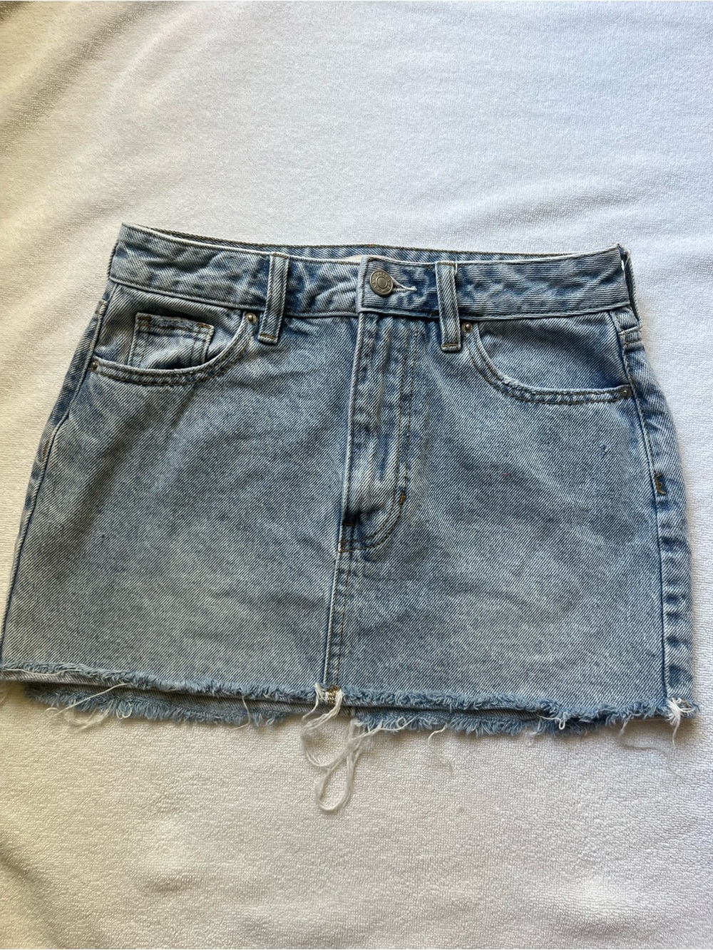 PacSun Light Blue Denim Mini Skirt with Raw Hem